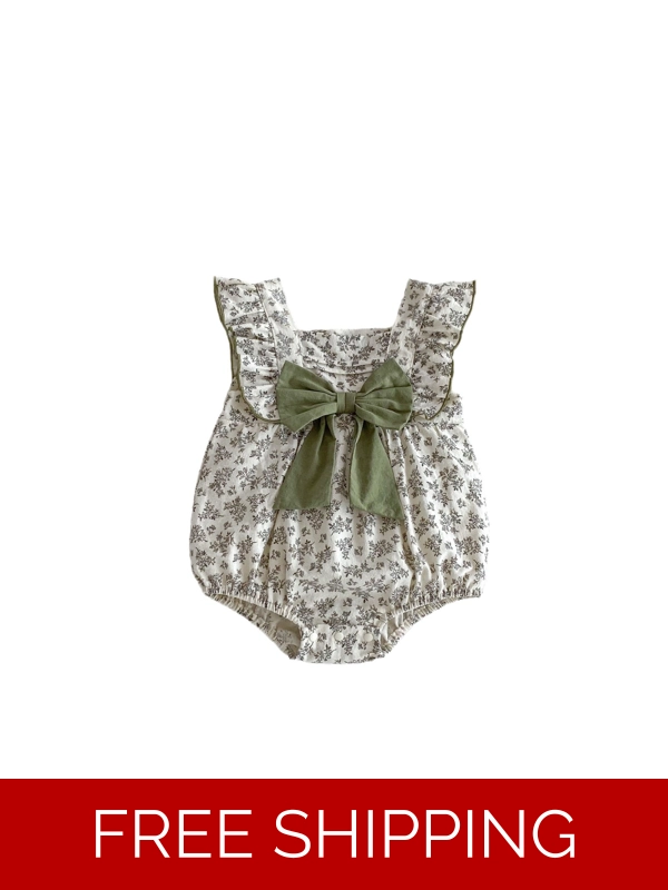 Sleeveless Square Neck Floral Print Onesie